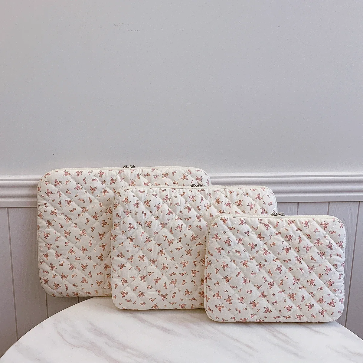 pour ordinateur portable de 11 pouces, 14 pouces, 15 pouces, 1 pièce, sac d'ordinateur portable chic à imprimé floral matelassé, étui de protection, housse pour ordinateur portable, sac pour ordinateur