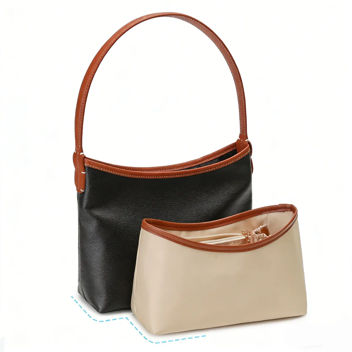 Organisateur de sac pour mini sac à main Go//yard Hobo, sac intérieur en satin, insert de maintien et de forme pour sacs de voyage portables et sacs fourre-tout à bandoulière
