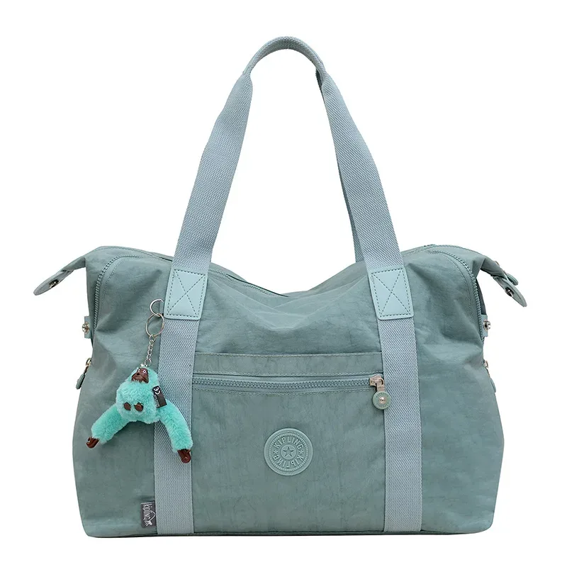 sac de voyage grande capacité en toile lavée, léger, pour courts séjours, sac de sport, avec pendentif singe, sac à bagages unisexe style urbain