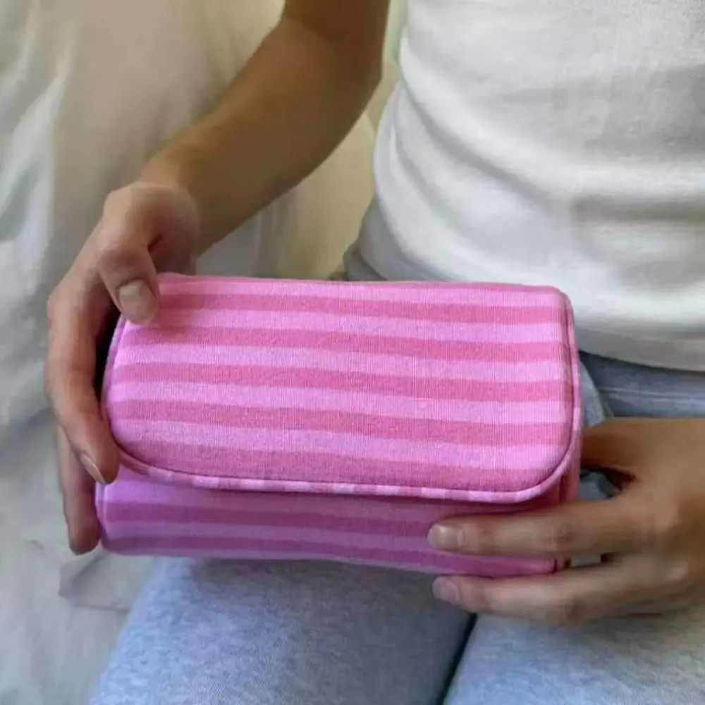 sac à cosmétiques portable en toile à pois, grande capacité, sac à petits articles à rayures, sac de voyage mu