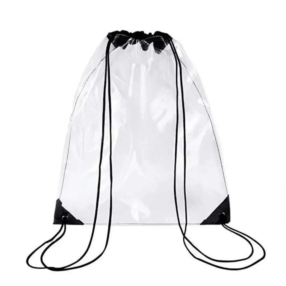 sac à dos simple à cordon de serrage de grande capacité, sac transparent en pvc imperméable pliable, sac de voyage léger, sac de rangement, sac jelly pour femmes