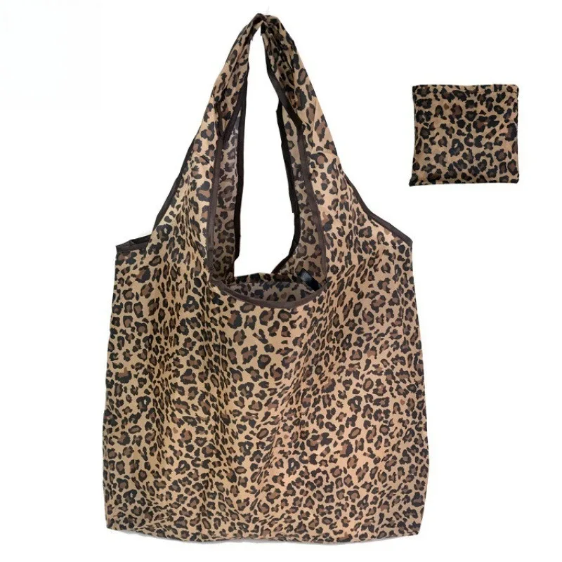 sac de courses pliable en nylon de taille moyenne, sac à main léger et imperméable à porter à l'épaule, sac fourre-tout réutilisable et écologique