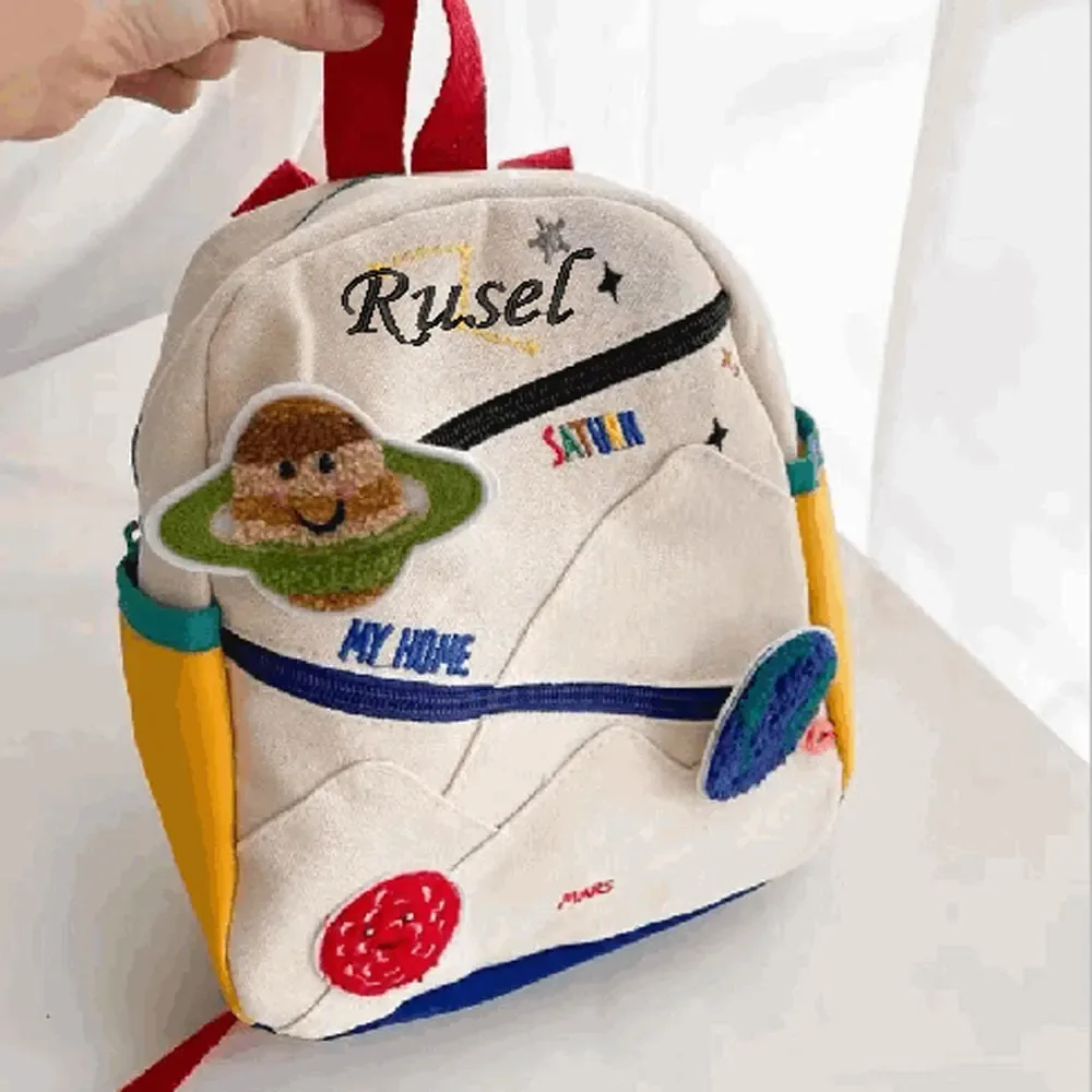 sac à dos planète personnalisé, design coloré, nom unique personnalisé pour garçons et filles, trois fermetures éclair lisses, sacs à bandoulière d'extérieur