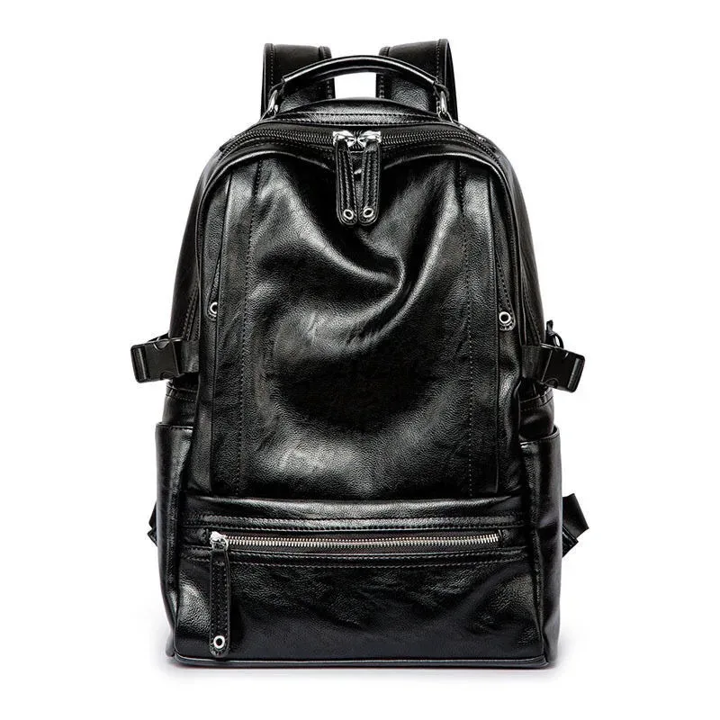 sac à dos en cuir souple pour hommes, grande capacité, pour ordinateur portable de 14 pouces, sac de jour d'extérieur, sac de voyage multifonction