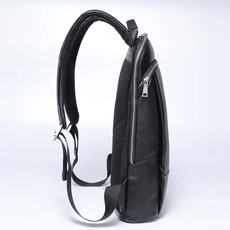 sac à dos en cuir véritable pour homme, 100% naturel, sac de voyage d'affaires, sac mince pour ordinateur portable, chargement usb, sac à dos antivol pour l'école