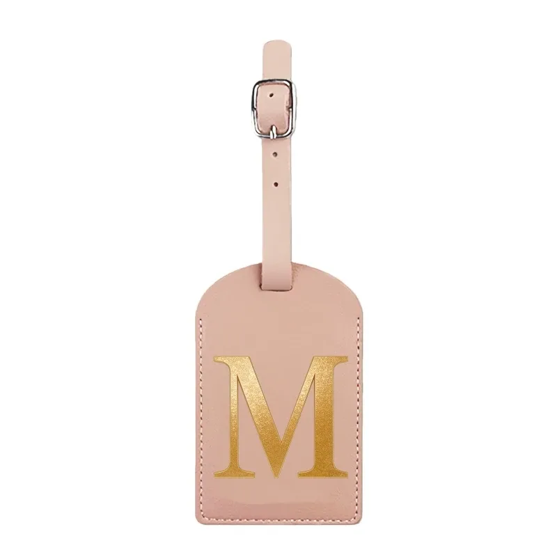 étiquette de bagage personnalisée avec nom, rose, avec motif de carte d'embarquement et initiales pour une identification facile