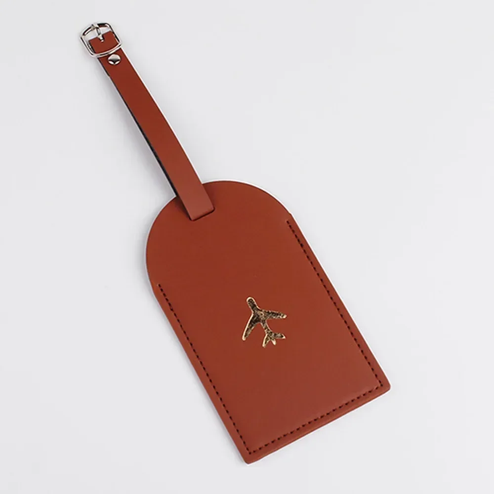 étiquette de bagage étiquette de bagage de valise en cuir pu étiquette de sac d'embarquement de bagages accessoires de voyage portables nom id porte-adresse