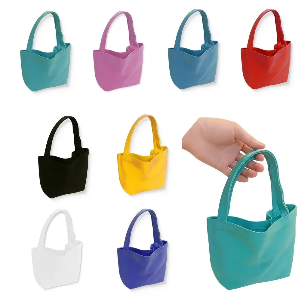 sac fourre-tout coréen en toile, couleur unie simple, sacs de shopping tendance, petits sacs pour le quotidien, sac à main pliable décontracté