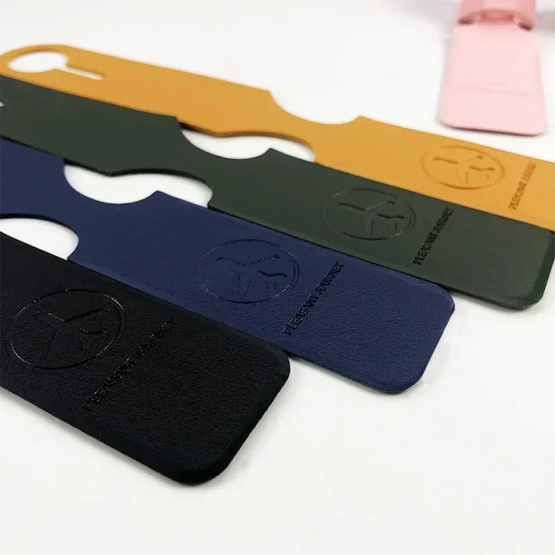 étiquette de bagage portable en cuir pu couleur unie, porte-étiquette d'identification de valise, accessoires de voyage
