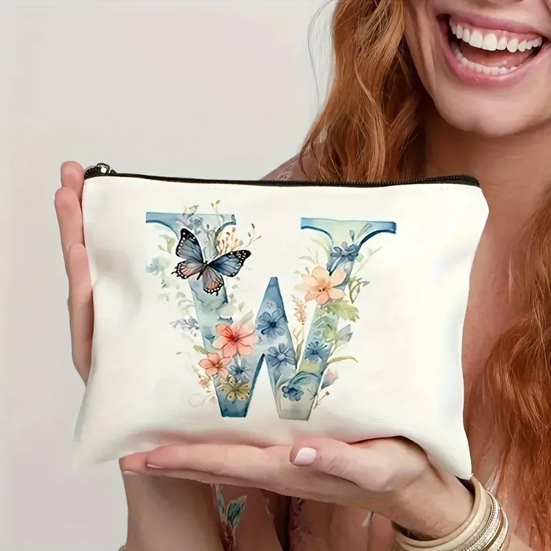 trousse de maquillage pour femme a-z lettre motif créatif sacs de maquillage sac de rangement sacs à fermeture éclair pochette de maquillage