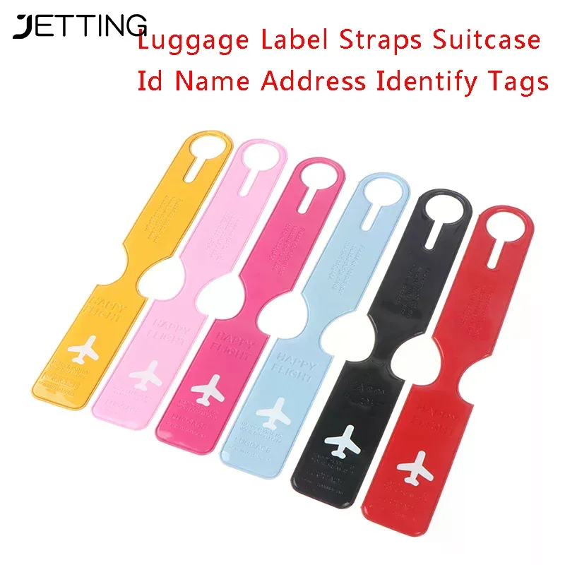 étiquettes de bagage mignonnes en pvc pour valise, avec identification de nom et adresse, accessoires pour avion