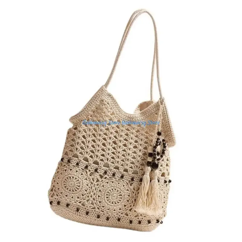 573b plage tissé élégant pour sacs à bandoulière avec des motifs crochet à main intérieur spacieux
