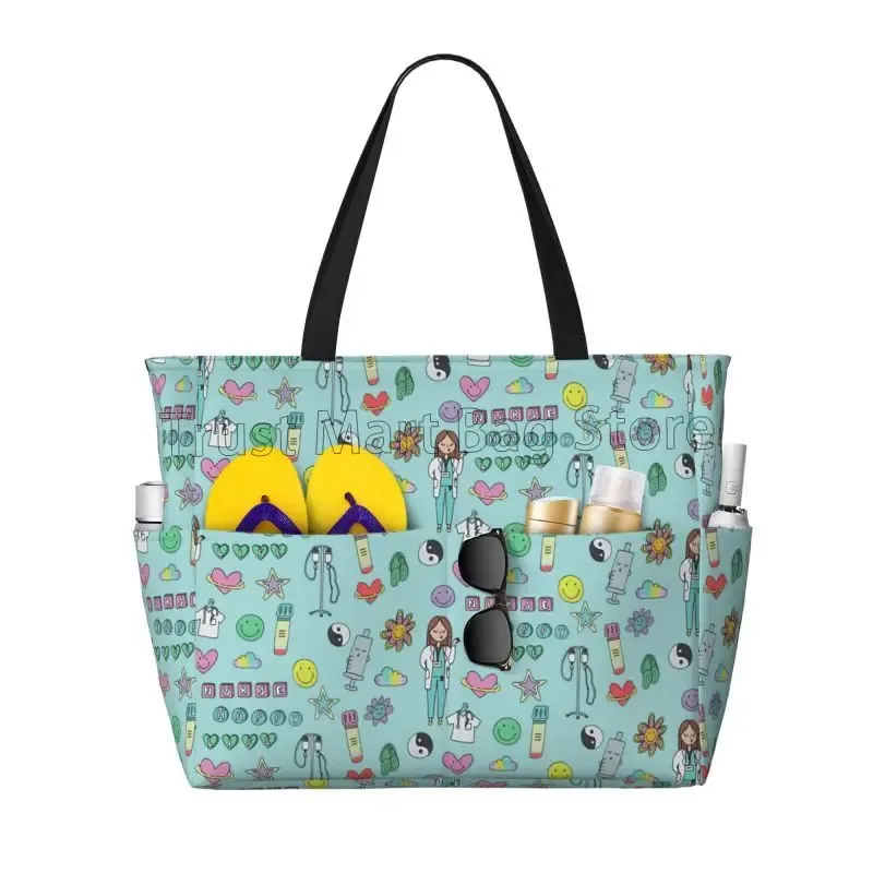 sac fourre-tout de plage médical personnalisé pour femmes, médecin, infirmière, extra large, salle de sport, sacs à main de voyage, sacs à provisions
