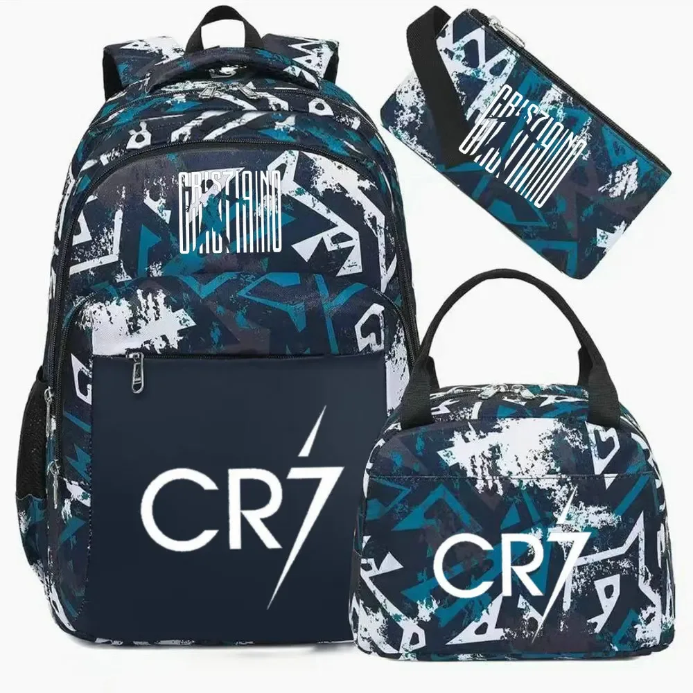 sac à dos pour ordinateur portable cr7, pour femmes et hommes, sacs à dos décontractés pour le sport et le football, sac à dos oxford pour femmes, sac d'école pour hommes, sac de voyage, mochilas 3 pièces