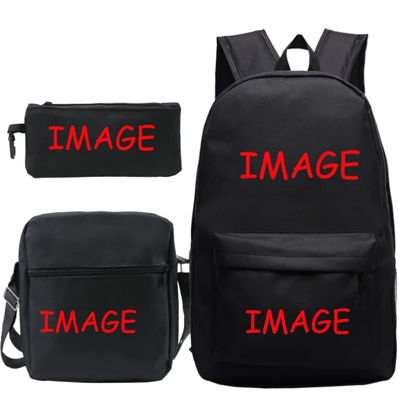 Bricolage sac à dos livraison directe client sac à dos étudiant cartable 3 pièces/ensembles sacs à bandoulière Logo personnalisé sacs hommes livre sacs Mochila