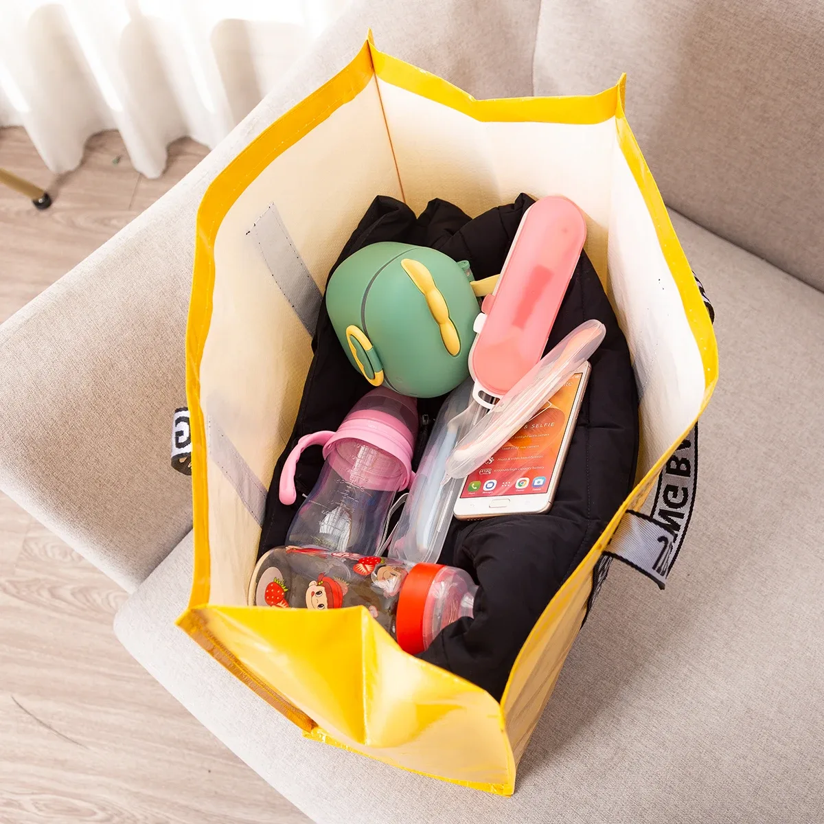 sac de courses tissé pp couleur, fourre-tout pliable et réutilisable, pochette pliante de voyage, sac de rangement de salle de bain non tissé, nouvelle collection