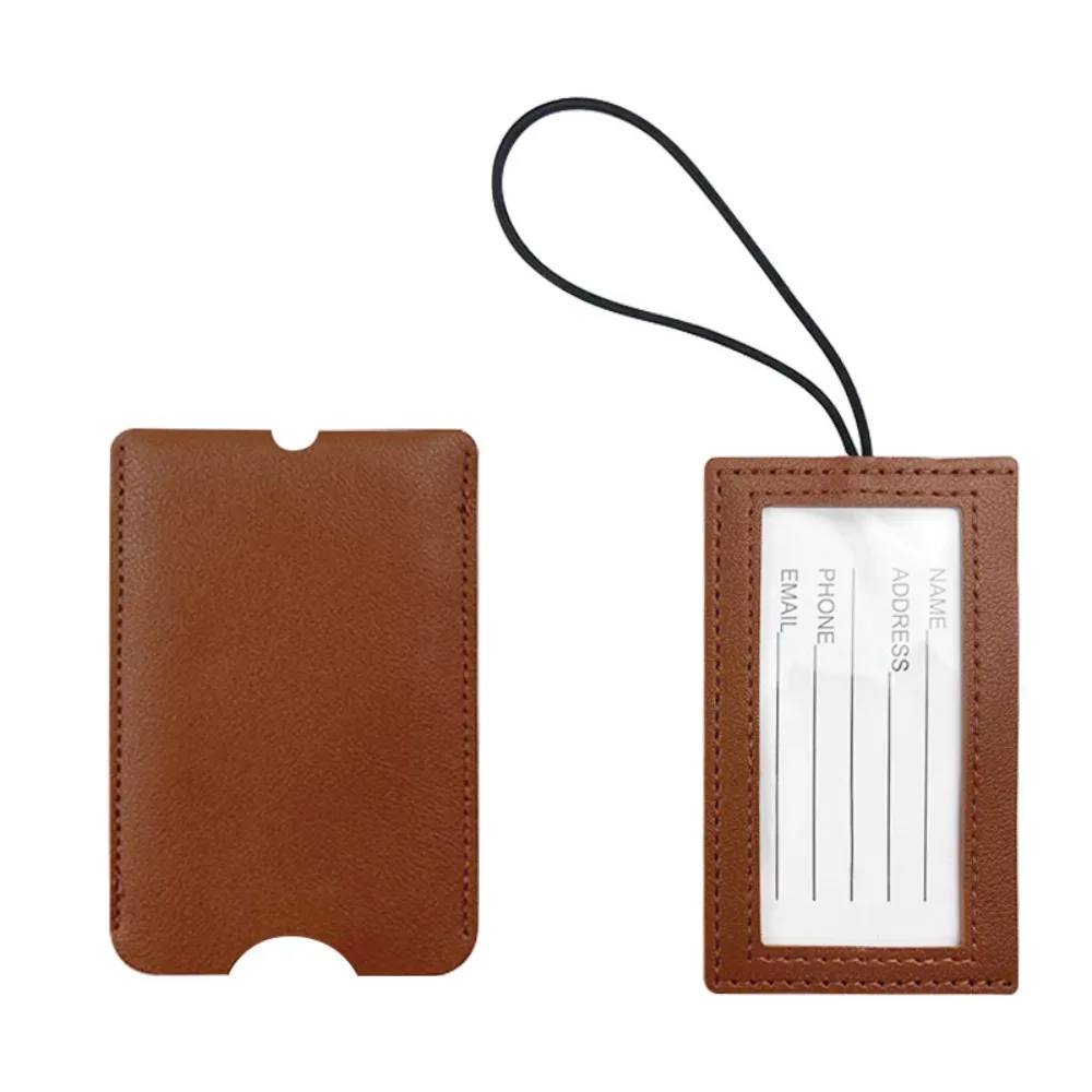 étiquette de bagage en cuir pu souple rouge avec porte-nom et adresse, accessoire pour sac à dos, étiquette d'embarquement