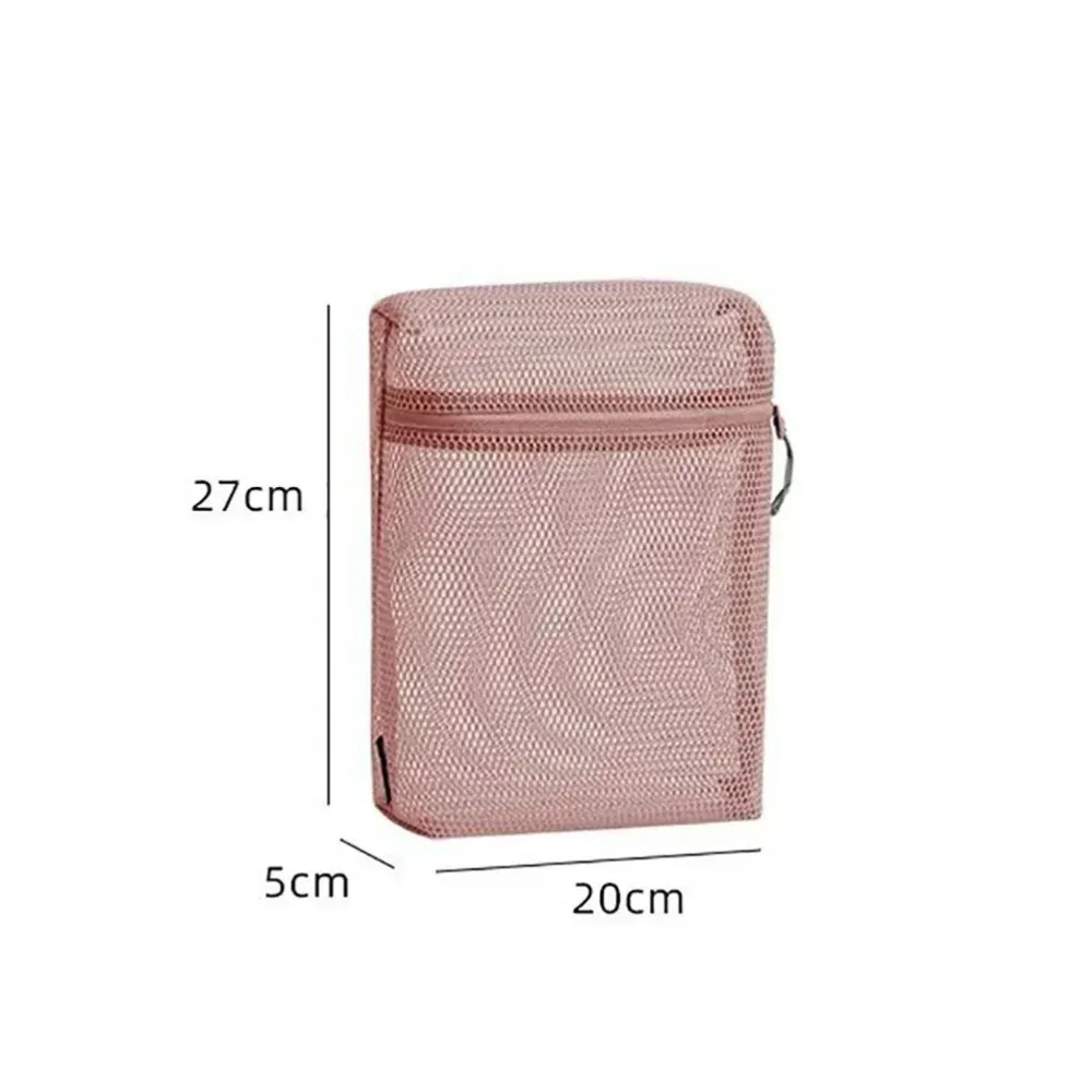 poudres de stockage en nylon décontractées, sac cosmétique en maille à main, polyvalent avec fermeture éclair, voyage