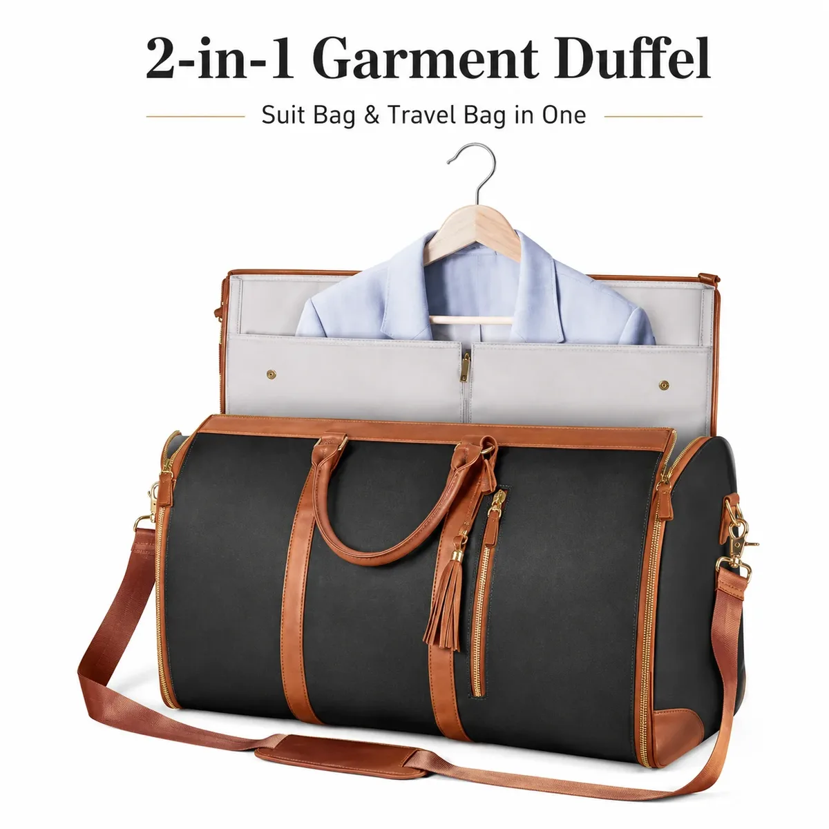 sac de voyage convertible 2 en 1 pour homme, sac de costume pour voyage d'affaires, grande capacité, sac de week-end, sac de nuit avec bandoulière