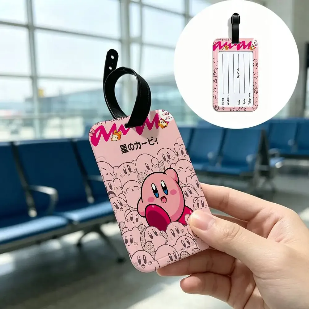 étiquette de bagage de voyage k-kirbys en pvc, étui pour carte d'information, marqueur de nom anti-perte pour sac à dos