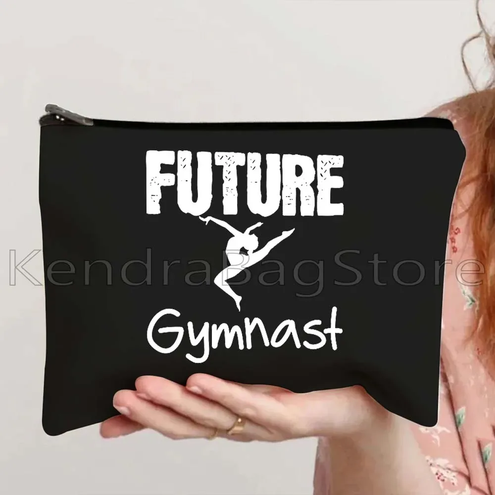 rétro culbutage gymnastique fille sport danseur toile maquillage cosmétique trousse de toilette gymnaste cadeau balance faisceau trousse à crayons pochette à fermeture éclair
