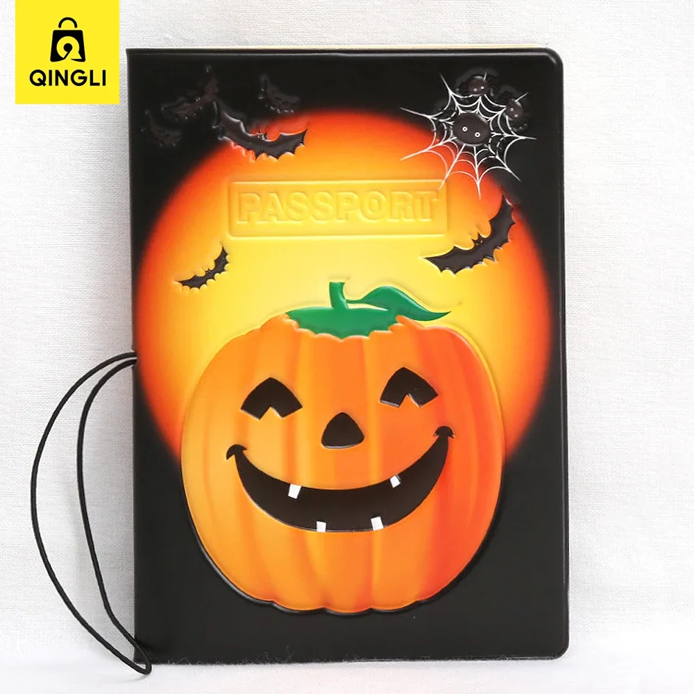 couverture de passeport en forme de crâne de rose, accessoires de voyage, corde de contraction de style halloween, étui porte-passeport anti-perte, nouvelle mode