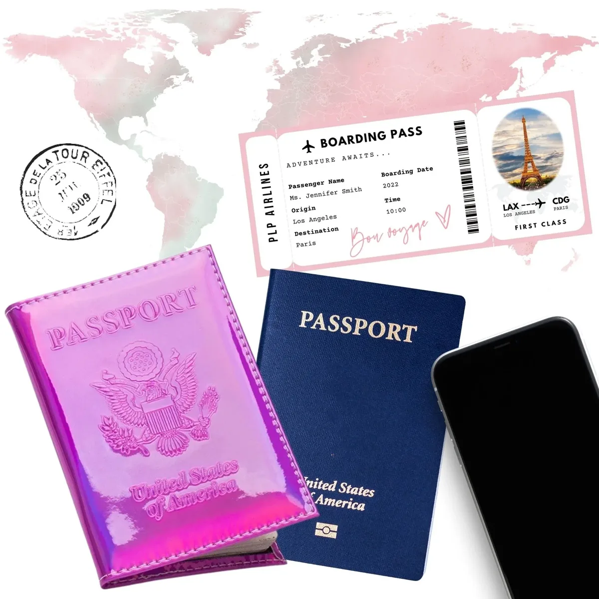 Étui Porte-Passeport en Cuir, Housse de Voyage, Portefeuille de Voyage, Étui pour Cartes, Accessoires de Voyage pour Femmes et Hommes