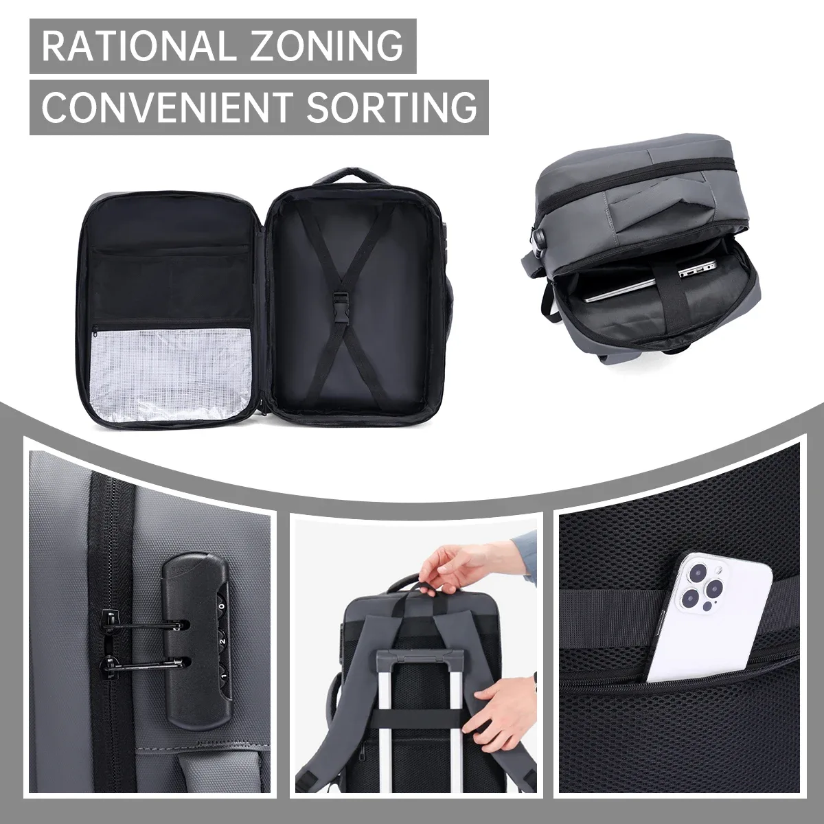 sac à dos pour homme avec protection par mot de passe, sac à dos de jeu à coque rigide, sac pour ordinateur portable de grande capacité, sac à dos haut de gamme pour les voyages d'affaires