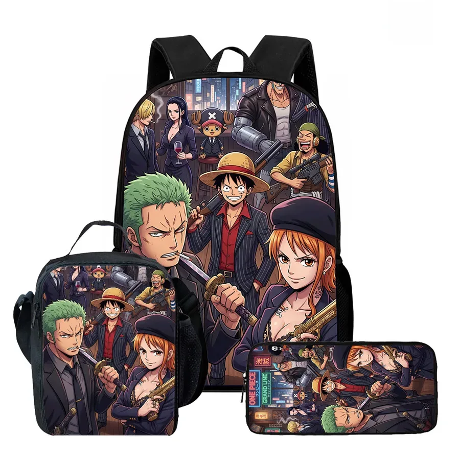 ensemble de sac à dos scolaire 3 pièces 15 pouces avec sac à lunch et trousse à crayons, durable, léger, unisexe, pour garçons et filles de 6 à 10 ans