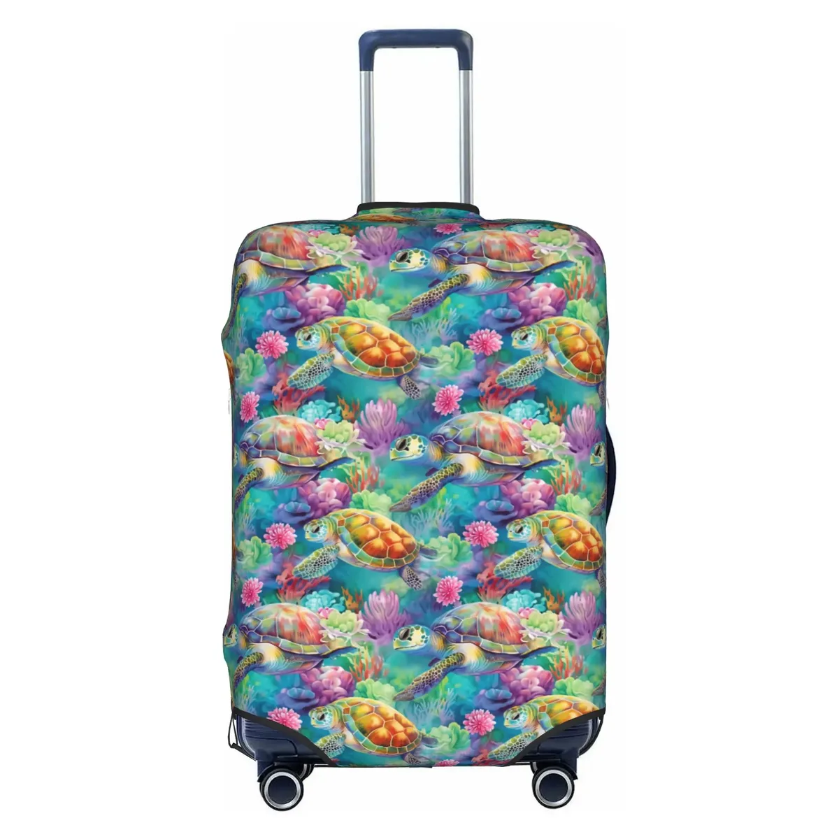 housse de protection pour valise, motif tortues marines sur fond bleu marine, mignonne, convient aux valises de 18 à 32 pouces