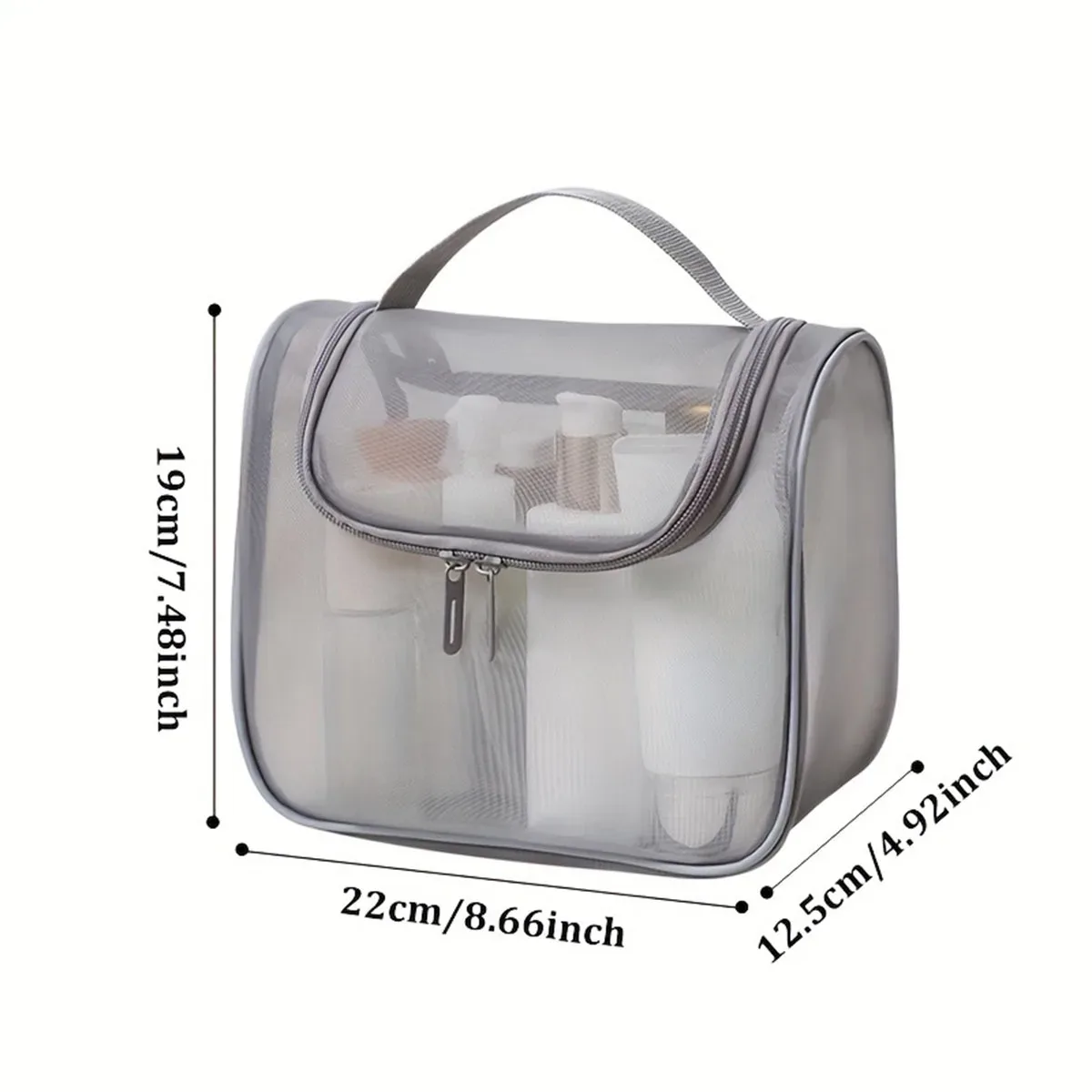 sac de toilette grande capacité pour femmes, multifonctionnel, portable, en nylon courbé, organiseur de maquillage en maille