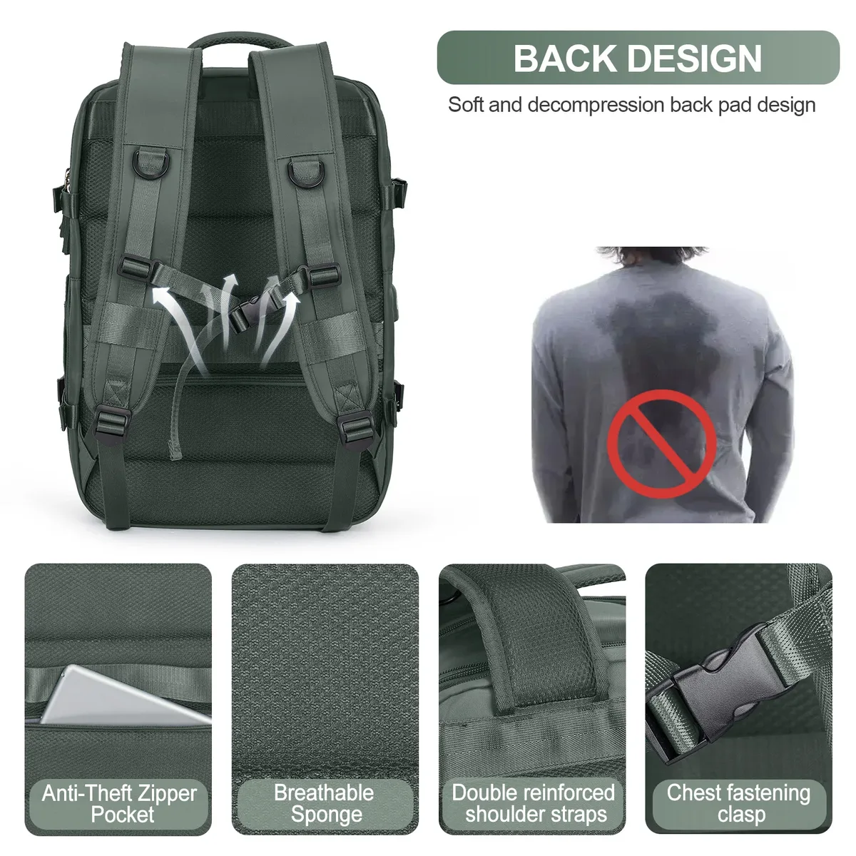 sac à dos de voyage aérien étanche pour hommes et femmes, bagages à main, sacs pour ordinateur portable, grande capacité, sac initié, 6 000