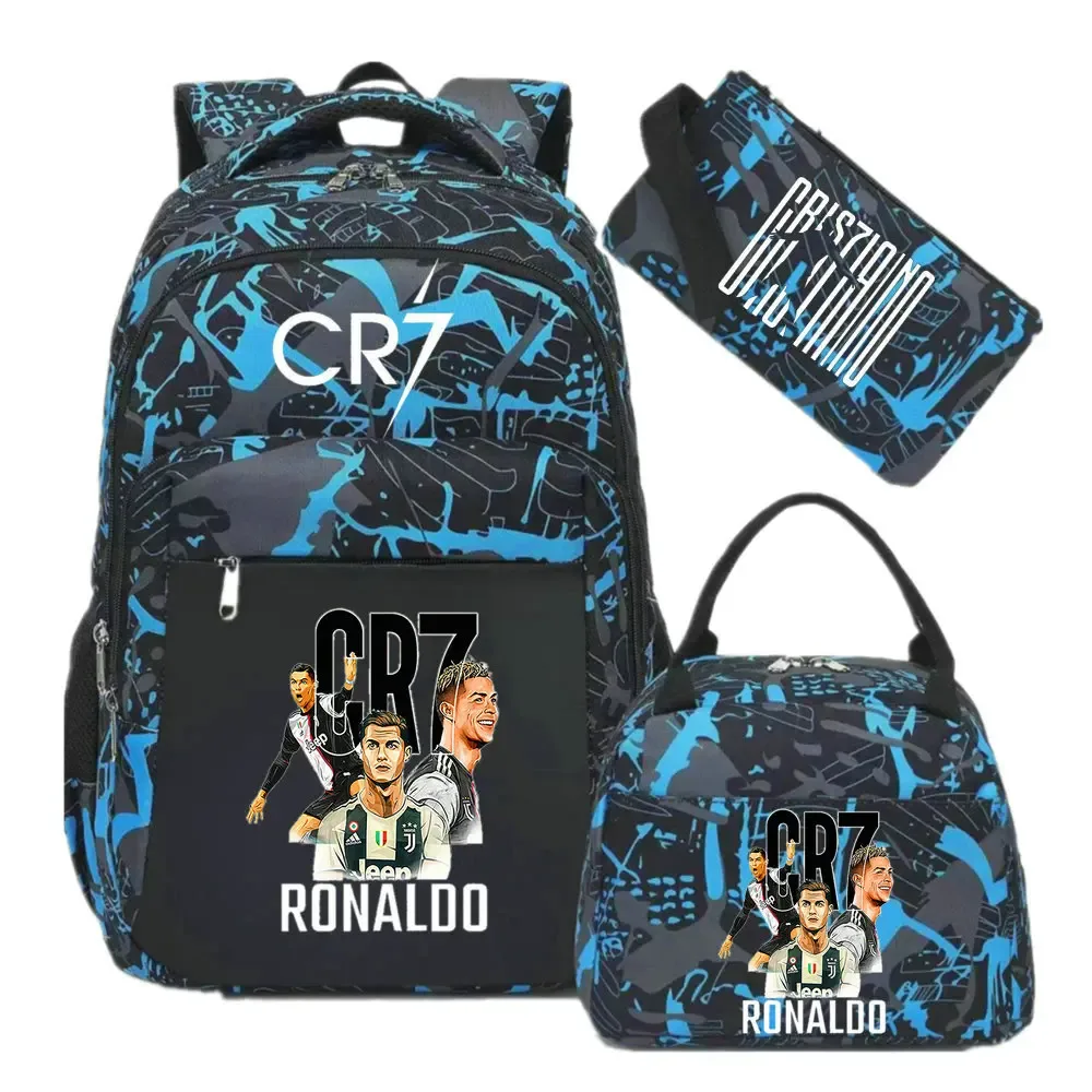 sac à dos pour ordinateur portable cr7, pour femmes et hommes, sacs à dos décontractés pour le sport et le football, sac à dos oxford pour femmes, sac d'école pour hommes, sac de voyage, mochilas 3 pièces