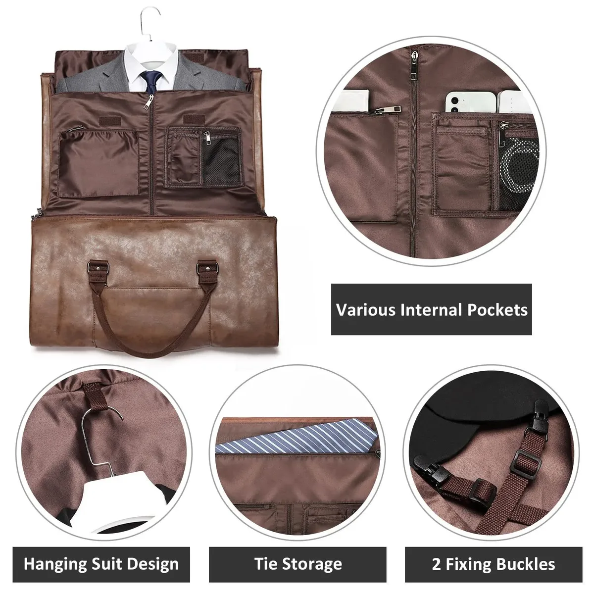 sac de voyage étanche de grande capacité, sac de transport pour vêtements, sac polochon en cuir pour vêtements, sac de voyage pour costume pour hommes