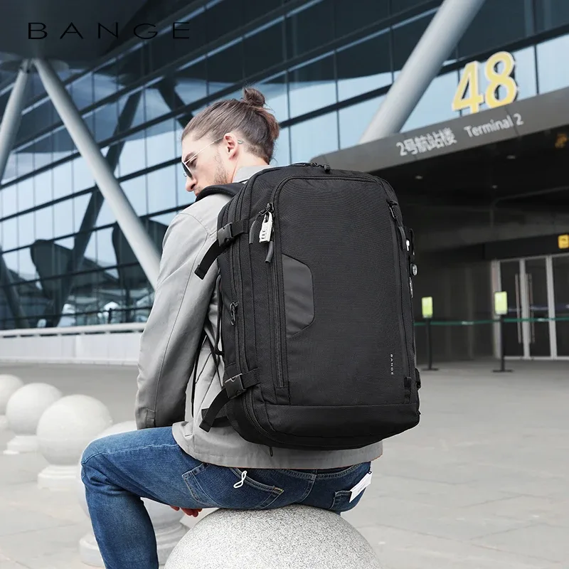 bange 22 pouces sac à dos pour ordinateur portable 45l extensible grande capacité sac à dos de voyage hommes voyage faa vol approuvé sac de week-end pour hommes