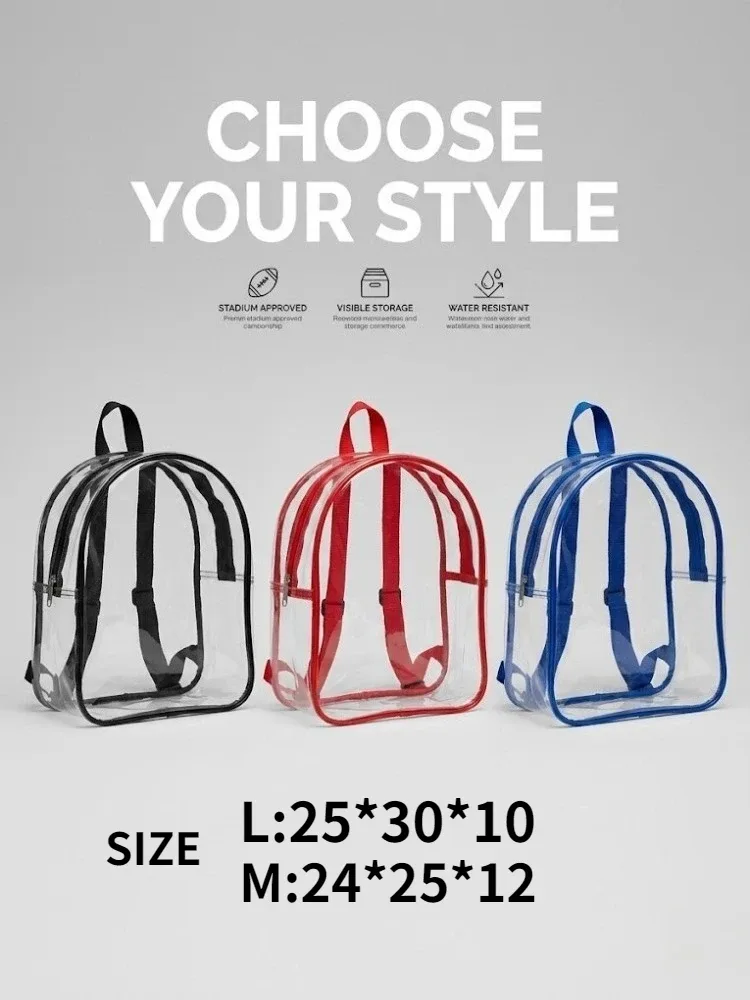 sac à dos transparent en pvc, approuvé pour les stades, sac transparent pour l'école, les concerts, la sécurité, les voyages, unisexe