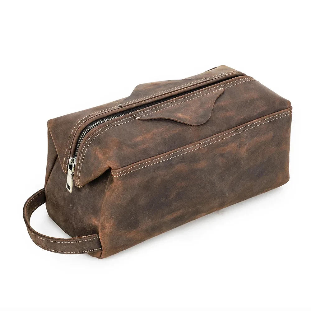 trousse de toilette en cuir véritable pour hommes et femmes, sac à cosmétiques, trousse de toilette de voyage, sacs de rangement, sac à main pour kit de maquillage, homme