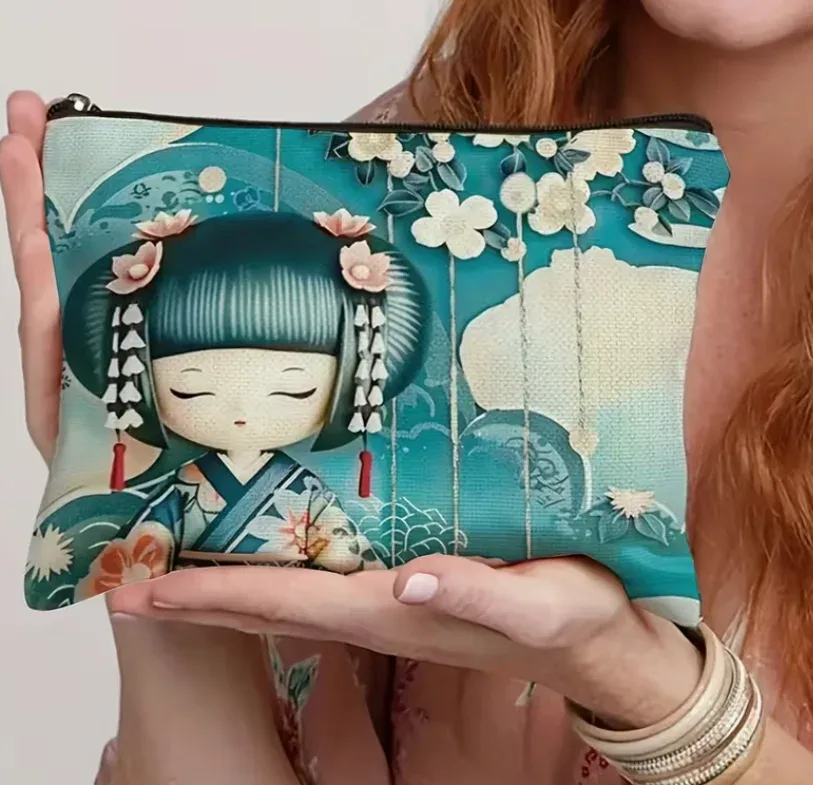 sac de maquillage rétro de style japonais avec motif geisha, sac de rangement pour les voyages, les vacances, les affaires, la remise en forme, le camping et les activités de plein air