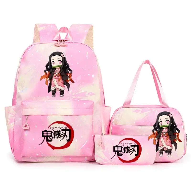 sac à dos demon slayer nezuko kamado pour adolescents, cartable de grande capacité avec sac à bandoulière pour usage quotidien, pour filles et femmes, mochilas de voyage