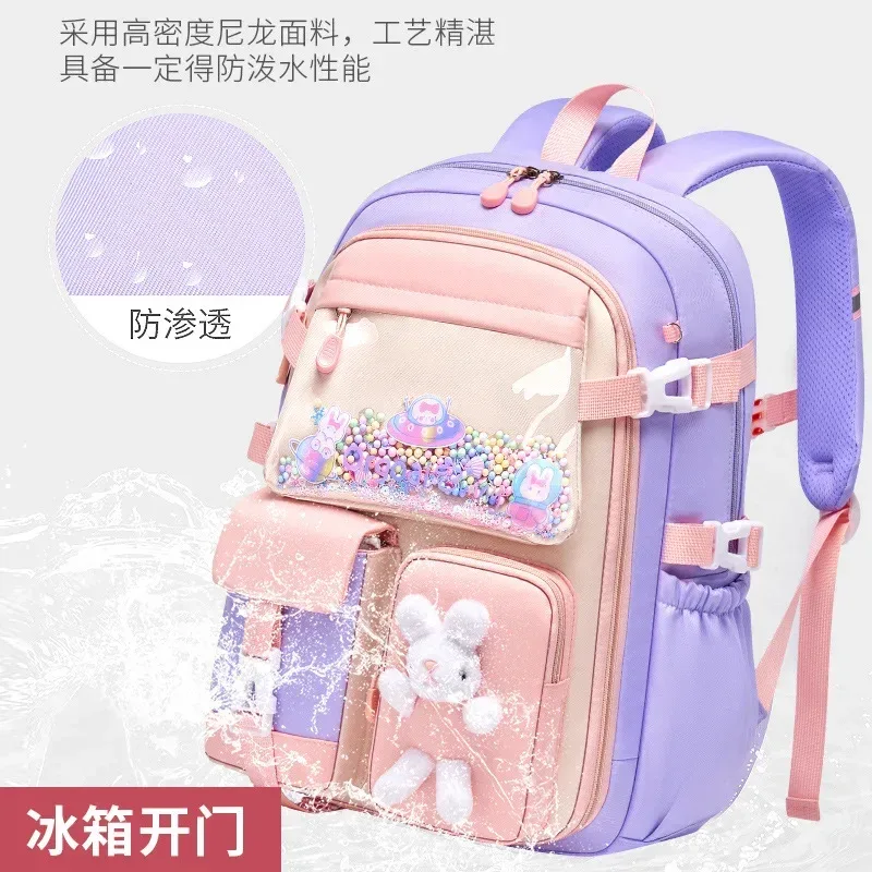 cartable d'école primaire pour filles, sac à dos d'étudiant mignon, grande capacité, étanche, ouverture latérale, sacs d'école pour enfants, sac de livre