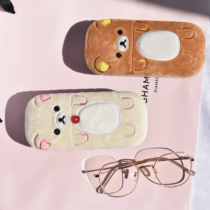 mignon rilakkuma peluche boîte à lunettes kawaii étui à lunettes dessin animé étui à lunettes organisateur étuis à lunettes