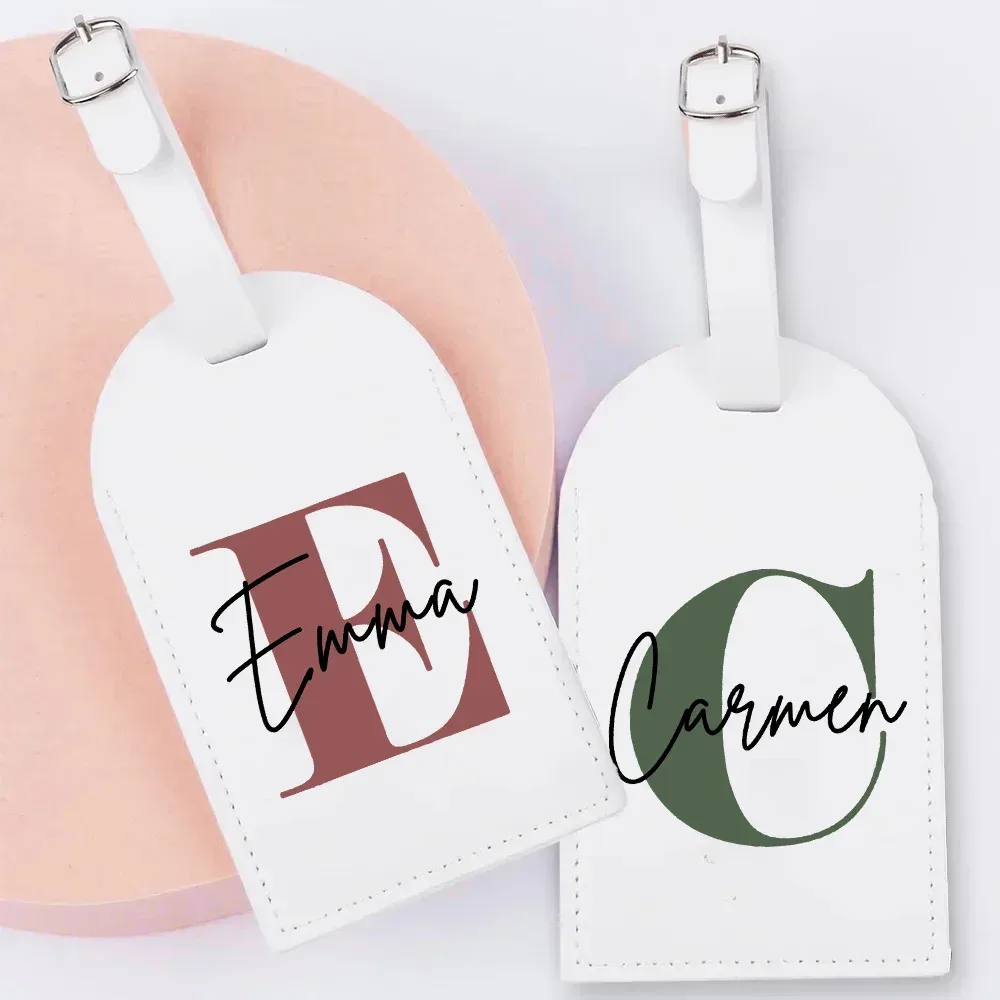 étiquette de bagage monogramme personnalisée en pu, initiale avec nom en cuir pour valise, bagages, sac à main, étiquette de sac de voyage, meilleurs cadeaux