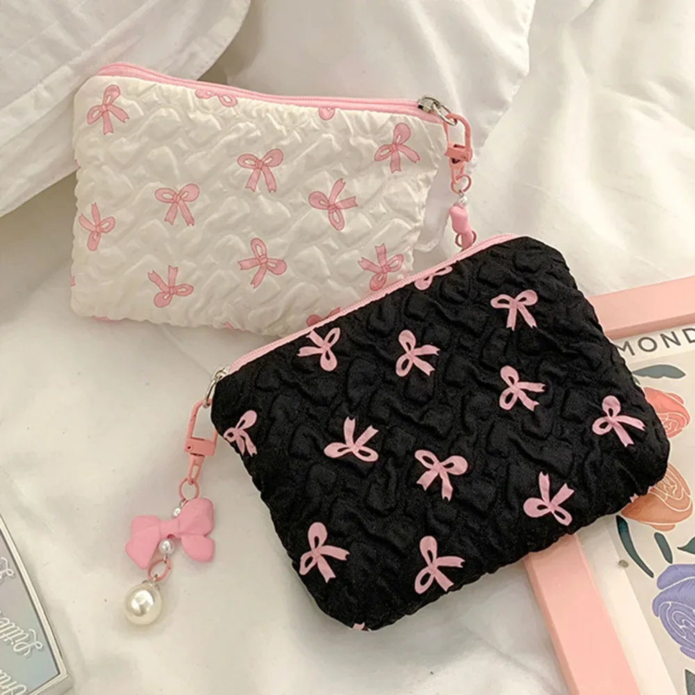 pochette cosmétique mignonne à nœud papillon, sac de rangement portable multifonctionnel de haute qualité, min