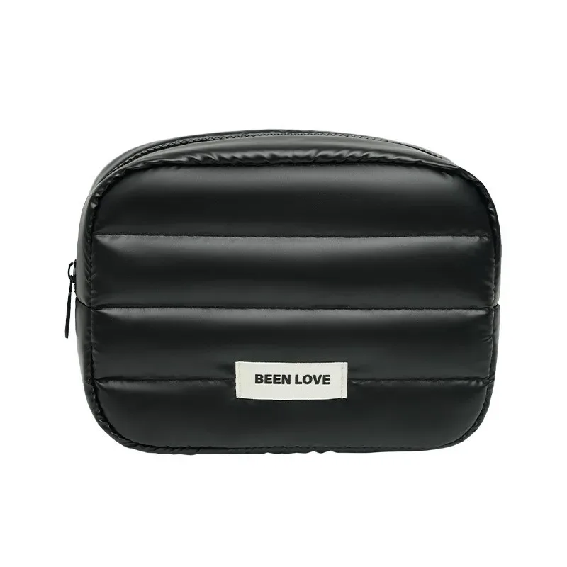 trousse de maquillage puffer grande capacité pour femmes, organiseur de maquillage esthétique, pochette portable à fermeture éclair, sac de rangement de voyage