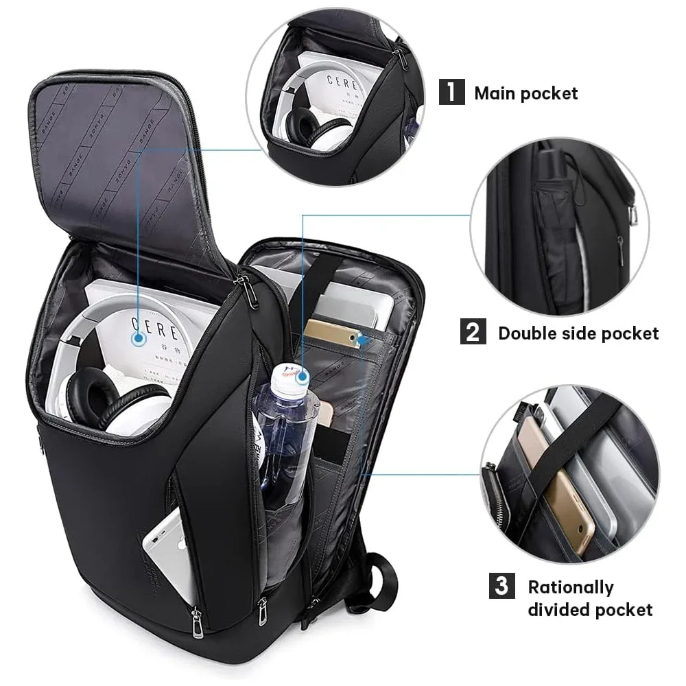bange affaires sacs à dos ordinateur portable 15.6 pouces multifonctionnel étanche grande capacité travail quotidien mâle sac à dos sac d'école mochila