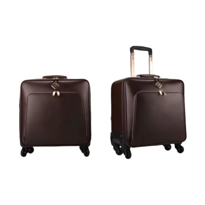 valise à roulettes en cuir véritable, bagage à main de 16 20 22 24 pouces avec 4 roulettes, valise de voyage d'affaires
