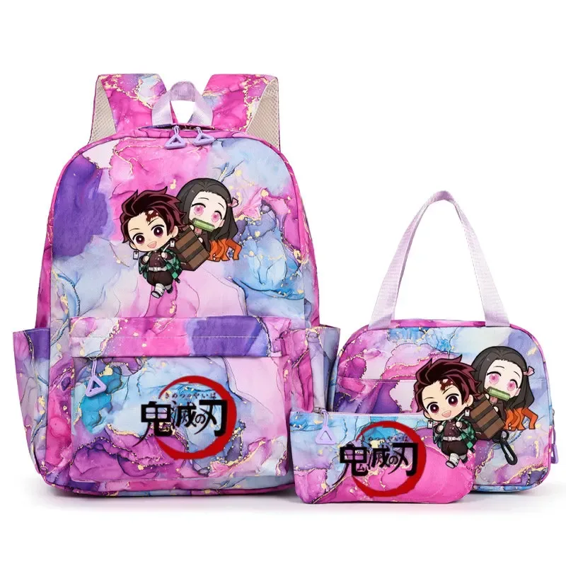 sac à dos demon slayer nezuko kamado pour adolescents, cartable de grande capacité avec sac à bandoulière pour usage quotidien, pour filles et femmes, mochilas de voyage