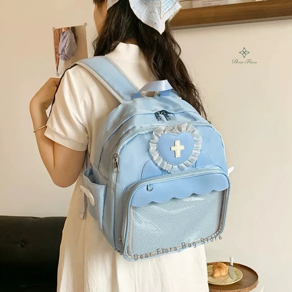 y2k mignon clair ita sac femmes lolita sac à dos kawaii fille sac à bandoulière bricolage affichage poche transparente poupée japonaise fourre-tout sacs à main
