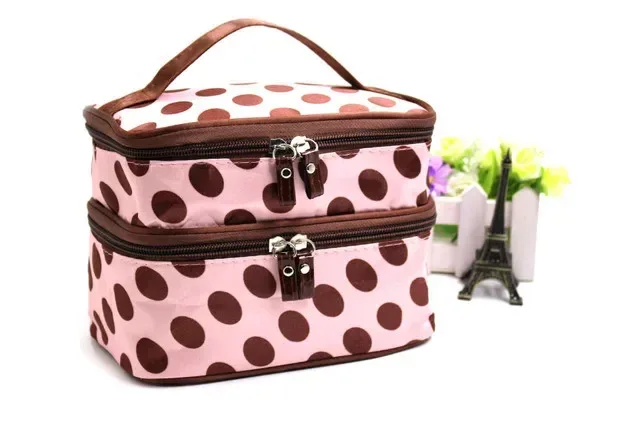 trousse de maquillage de grande capacité, sac à cosmétiques à double fermeture éclair pour femmes, pochette de bain, organisateur de produits de toilette de voyage, rangement étanche, cas de maquillage