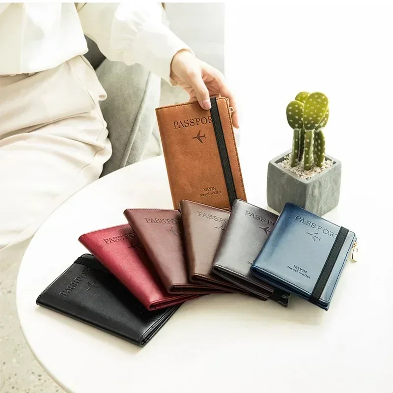 rfid anti blocage mince porte-passeport housse portefeuille de voyage pour hommes femmes multi-fonction id porte-carte bancaire accessoires